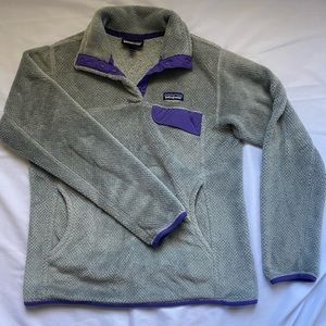 Grey Patagonia Snap Fleece Pullover. Size Medium.